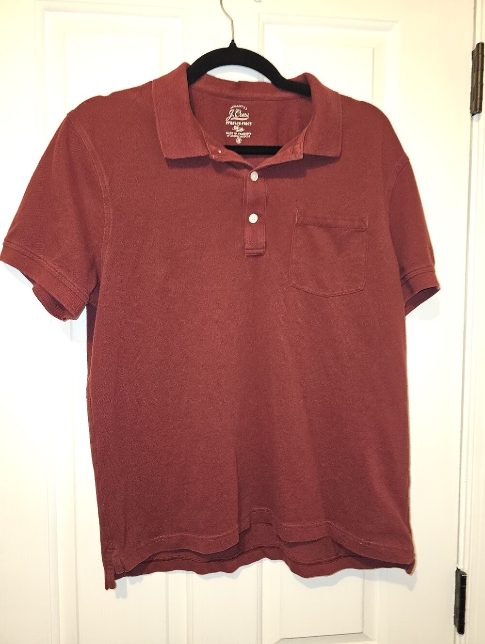 J.Crew Stretch Piqué Knit Goods Polo Shirt Men’s Medium Burgundy